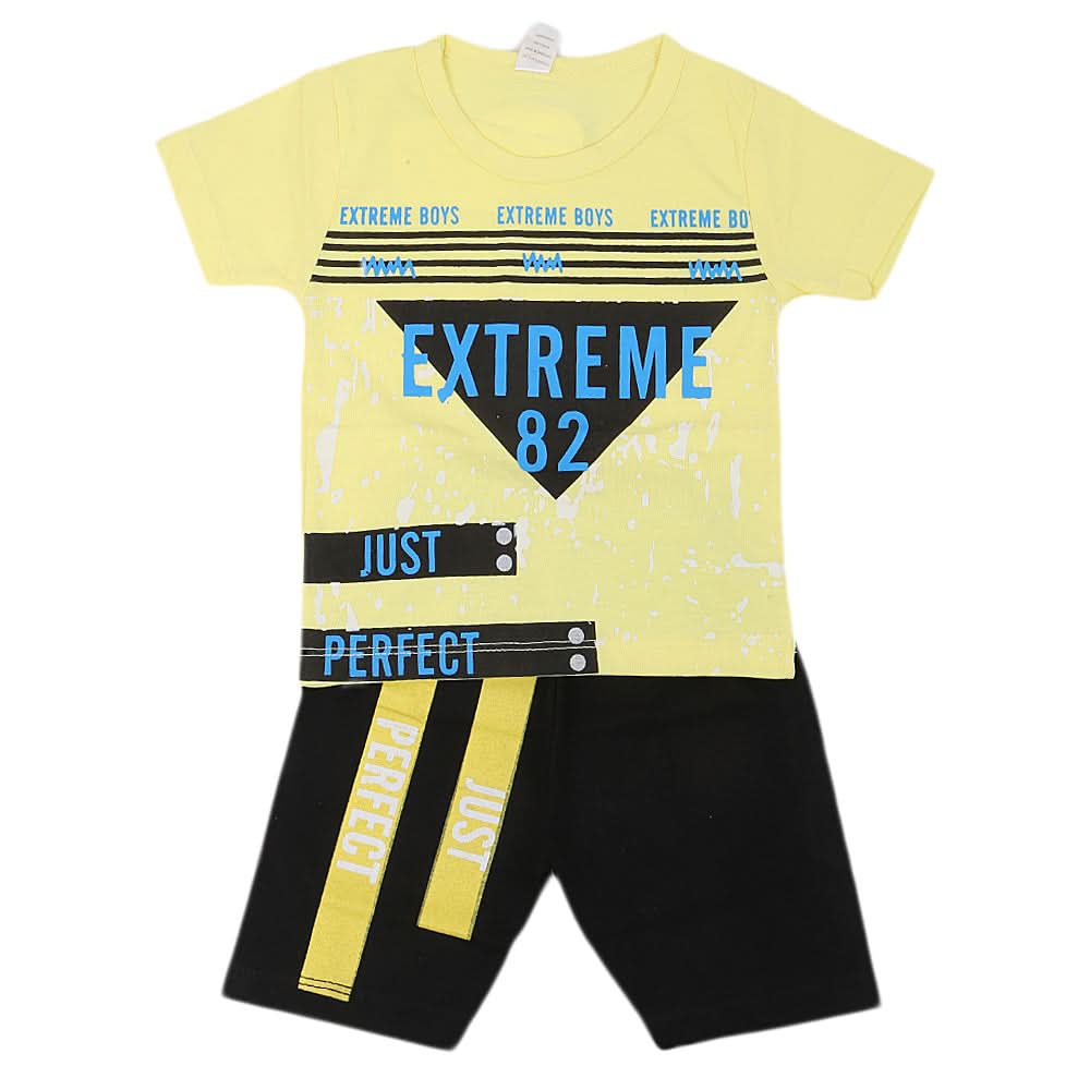 Boys Half Sleeves Short Suit - Yellow, Kids, Boys Sets And Suits, Chase Value, Chase Value