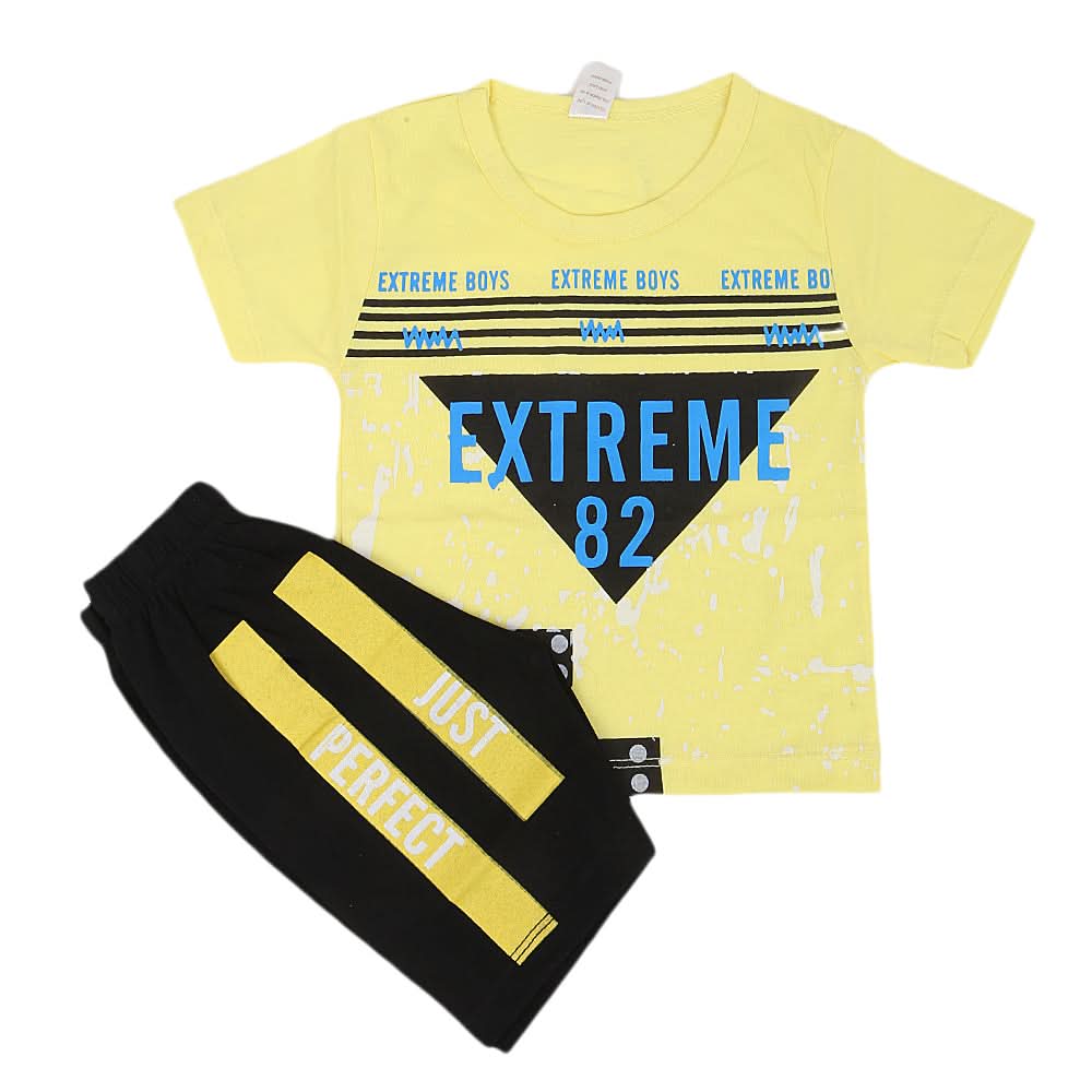Boys Half Sleeves Short Suit - Yellow, Kids, Boys Sets And Suits, Chase Value, Chase Value