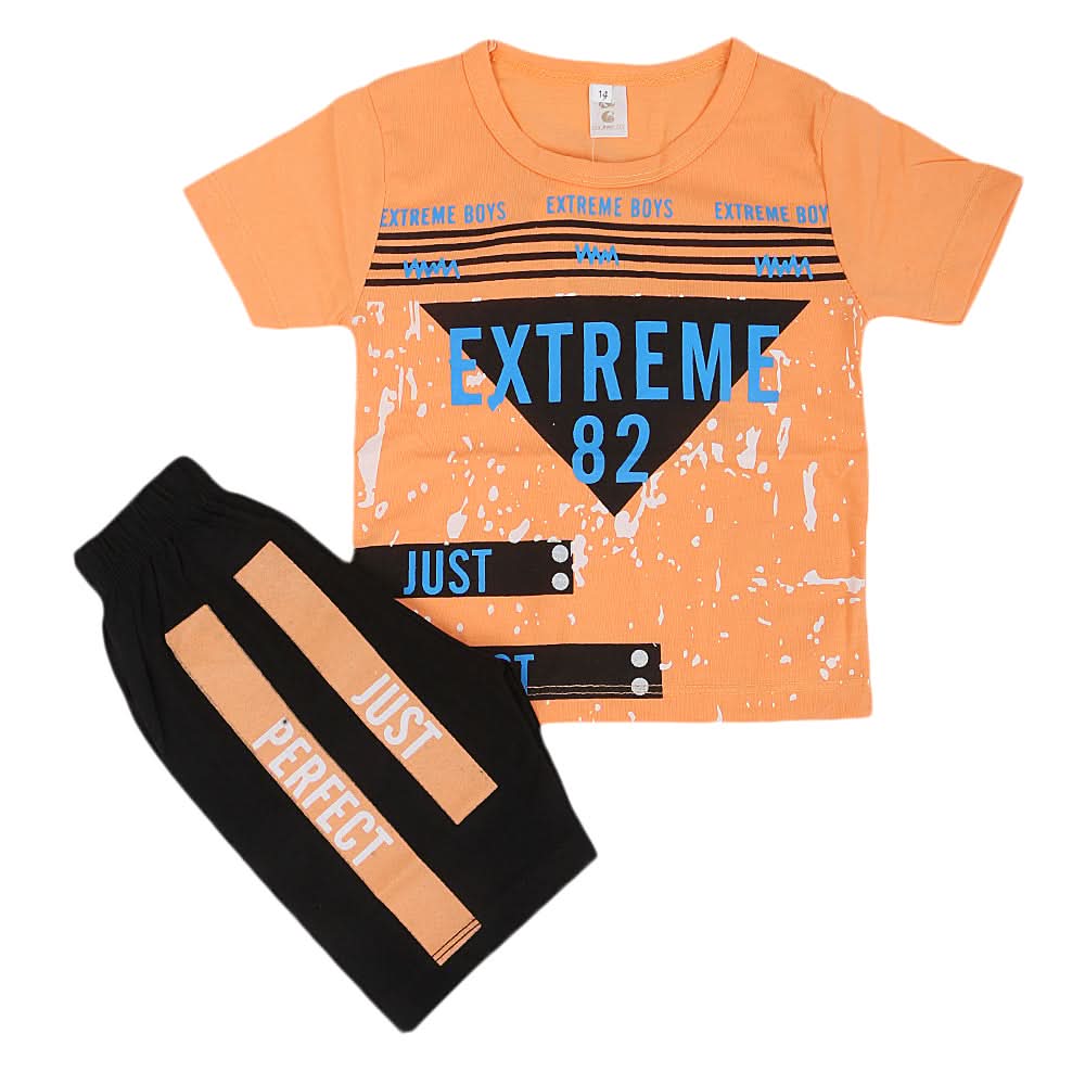 Boys Half Sleeves Short Suit - Orange, Kids, Boys Sets And Suits, Chase Value, Chase Value
