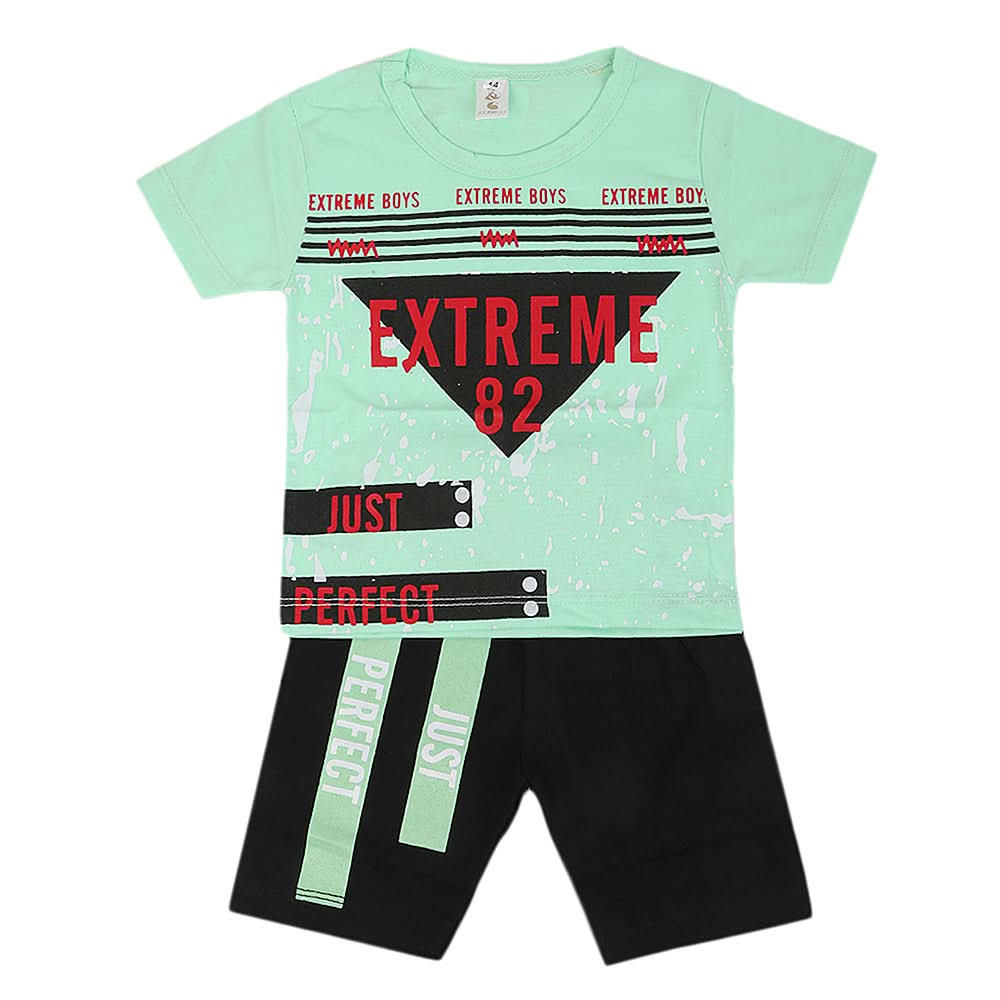 Boys Half Sleeves Short Suit - Light Green, Kids, Boys Sets And Suits, Chase Value, Chase Value