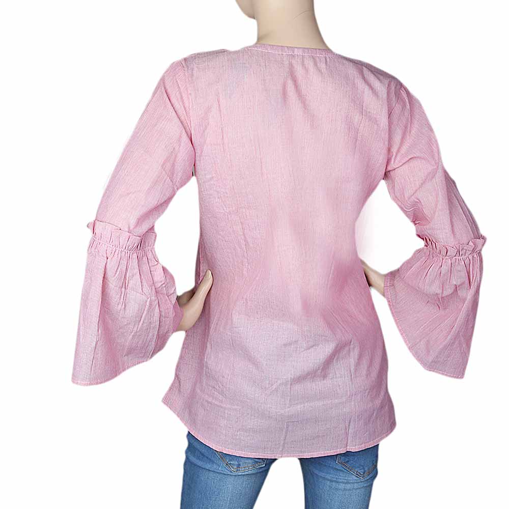Women's Embroidered Western Top With Front Button - Pink, Women, T-Shirts And Tops, Chase Value, Chase Value