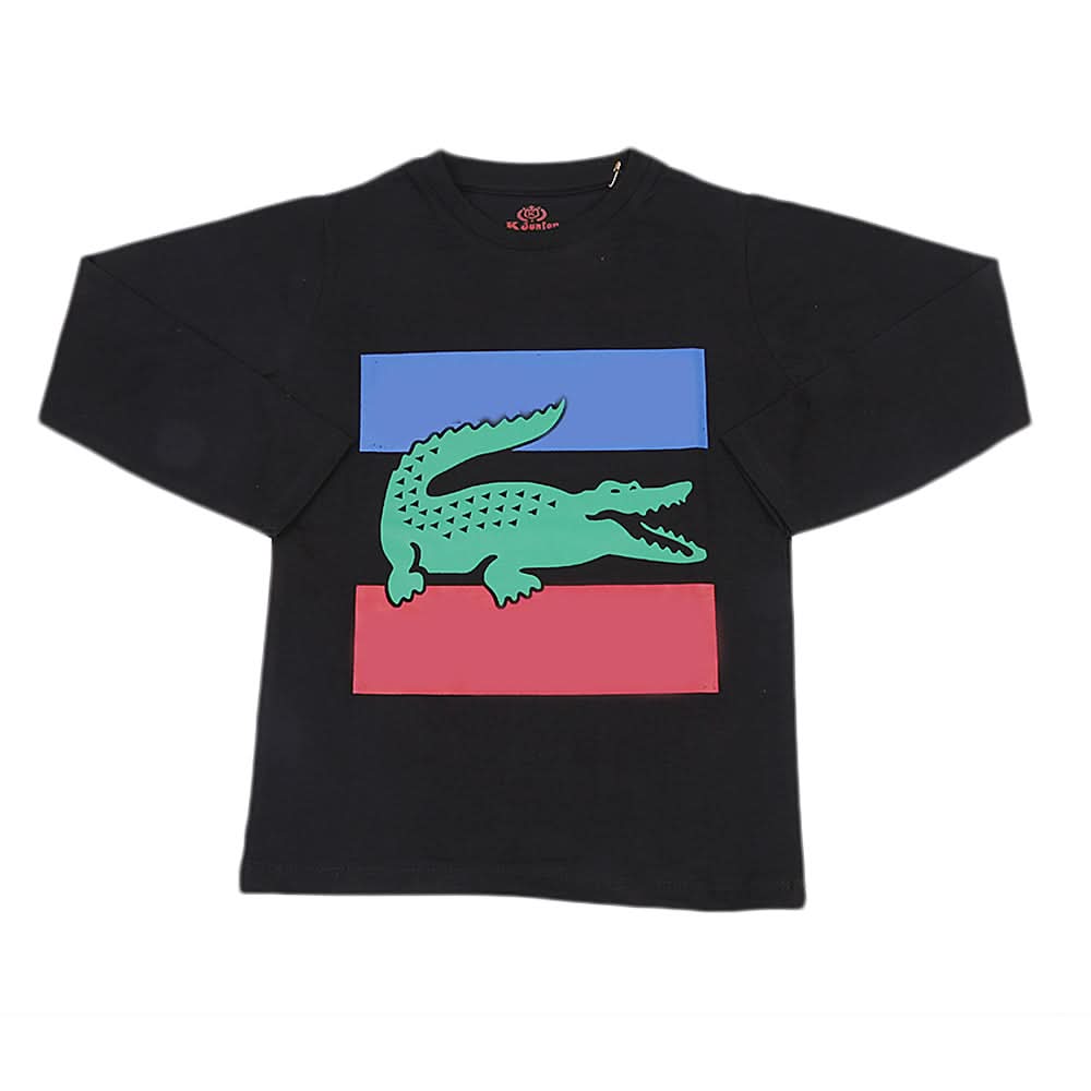 Boys Full Sleeves Jersey T-Shirt - Black, Kids, Boys T-Shirts, Chase Value, Chase Value