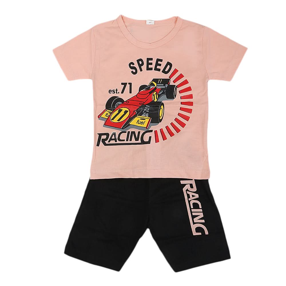 Boys Half Sleeves Short Suit - Peach, Kids, Boys Sets And Suits, Chase Value, Chase Value