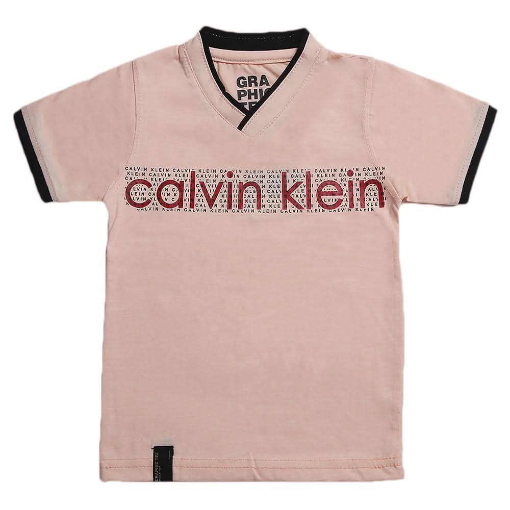 Boys Half Sleeves Fashion T-Shirt -Peach, Kids, Boys T-Shirts, Chase Value, Chase Value