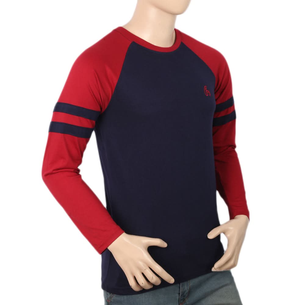 Men's Full Sleeves T-Shirt - Navy Blue, Men, T-Shirts And Polos, Chase Value, Chase Value