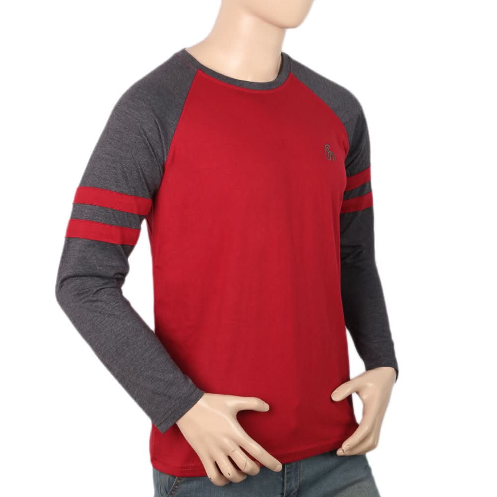 Men's Full Sleeves T-Shirt - Red, Men, T-Shirts And Polos, Chase Value, Chase Value