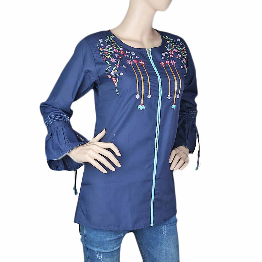 Women's Embroidered Western Top - Blue, Women, T-Shirts And Tops, Chase Value, Chase Value