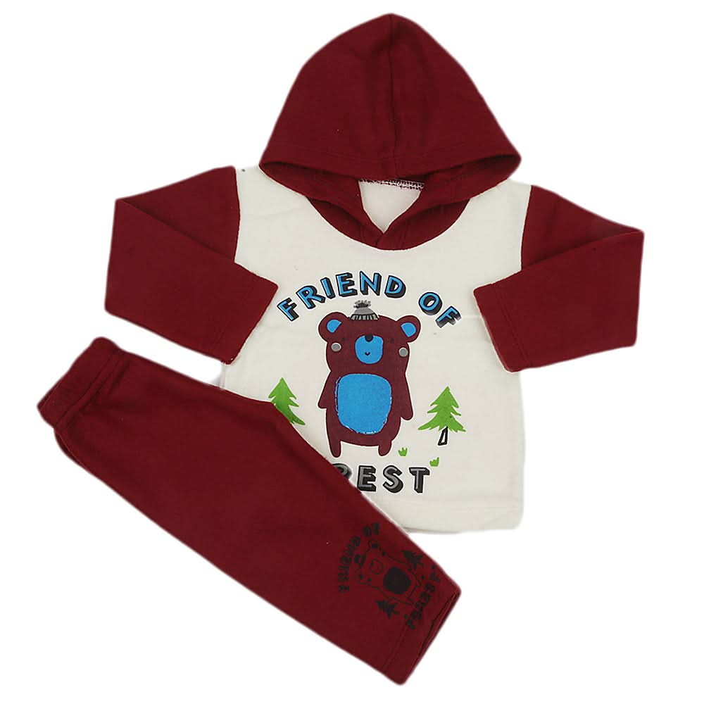 Newborn Boys Polar Full Sleeves Suit 8871 - Maroon, Kids, New Born Boys Sets And Suits, Chase Value, Chase Value