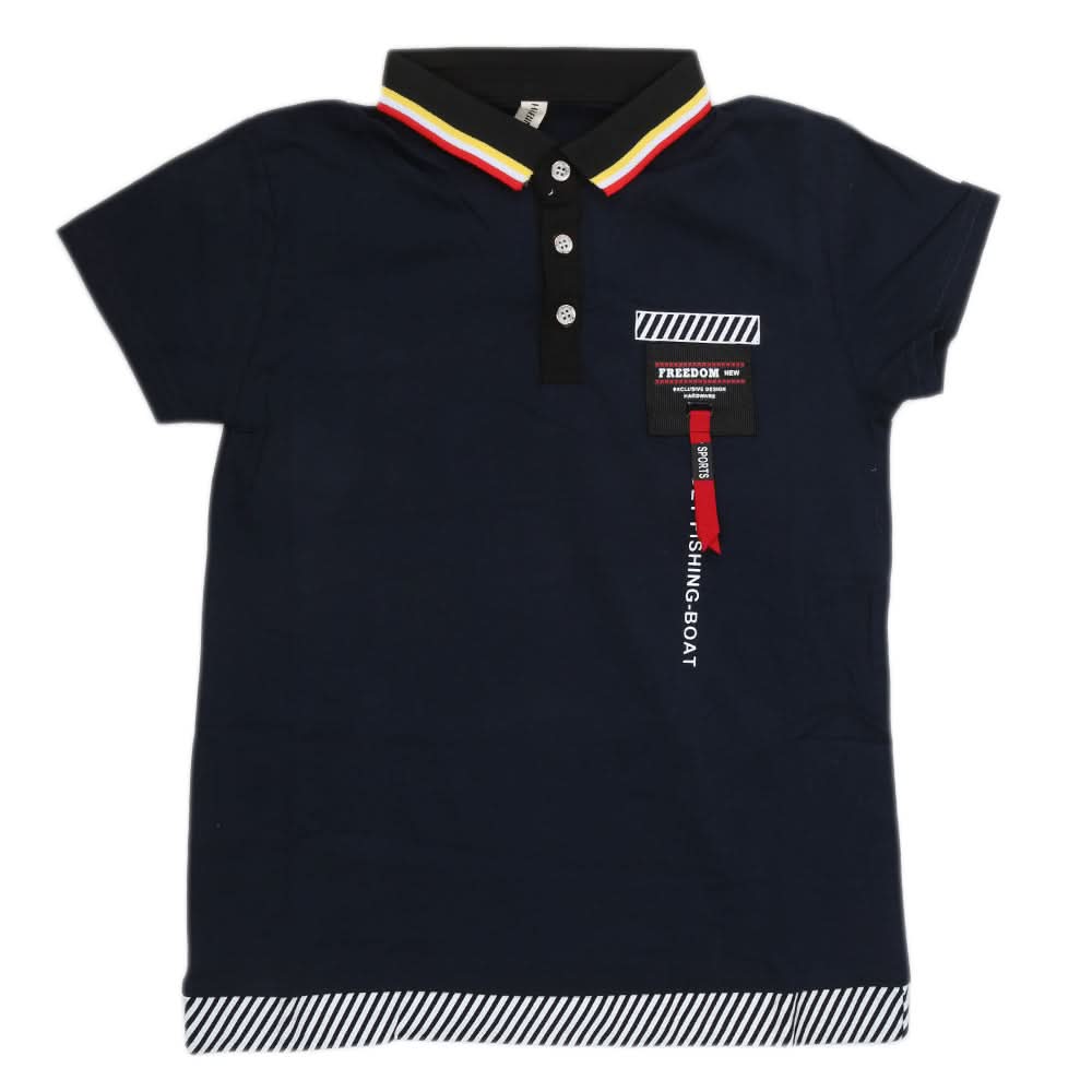 Boys Half Sleeves Polo T-Shirt - Navy Blue, Kids, Boys T-Shirts, Chase Value, Chase Value