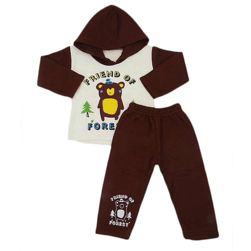Newborn Boys Polar Full Sleeves Suit 8871 - Dark Brown, Kids, New Born Boys Sets And Suits, Chase Value, Chase Value