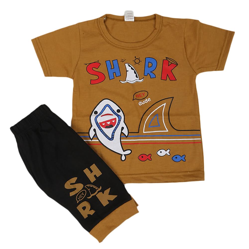Boys Half Sleeves Short Suit - Brown, Kids, Boys Sets And Suits, Chase Value, Chase Value
