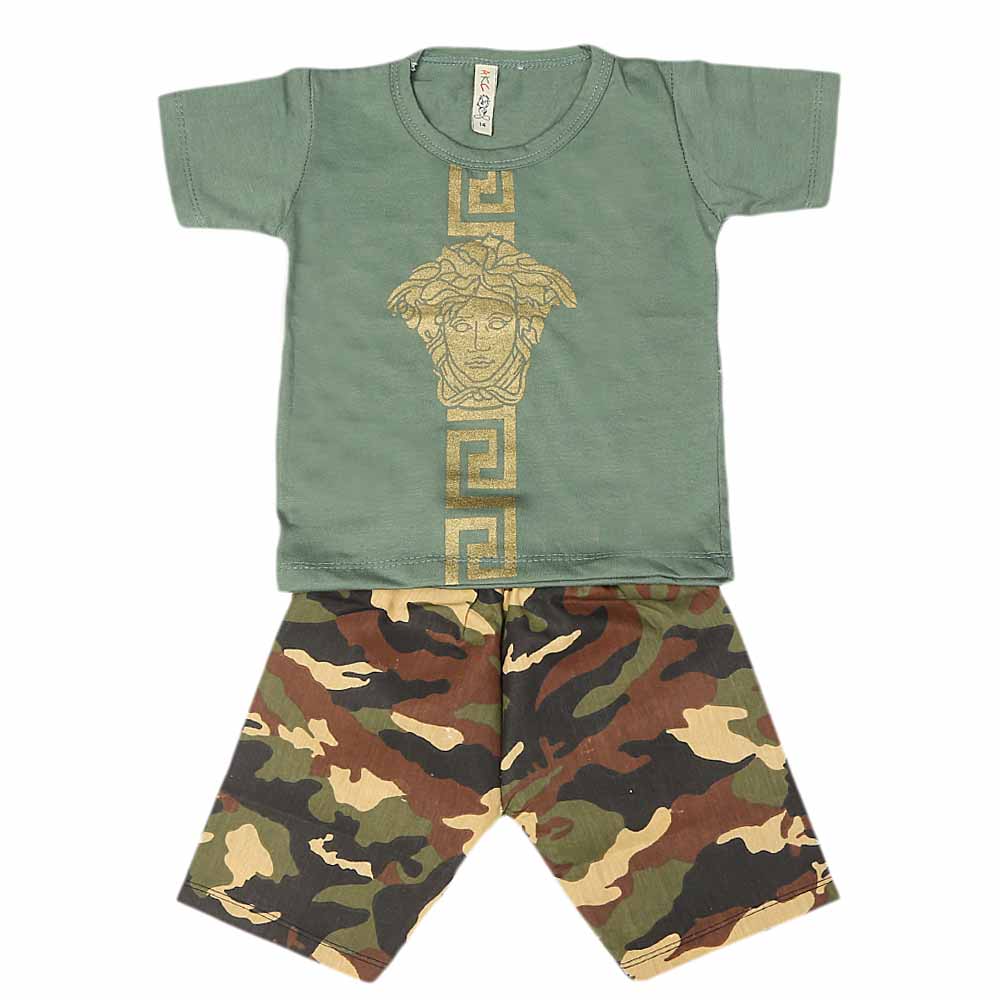 Boys 2 Pcs Suit Half Sleeves - Green, Kids, Boys Sets And Suits, Chase Value, Chase Value