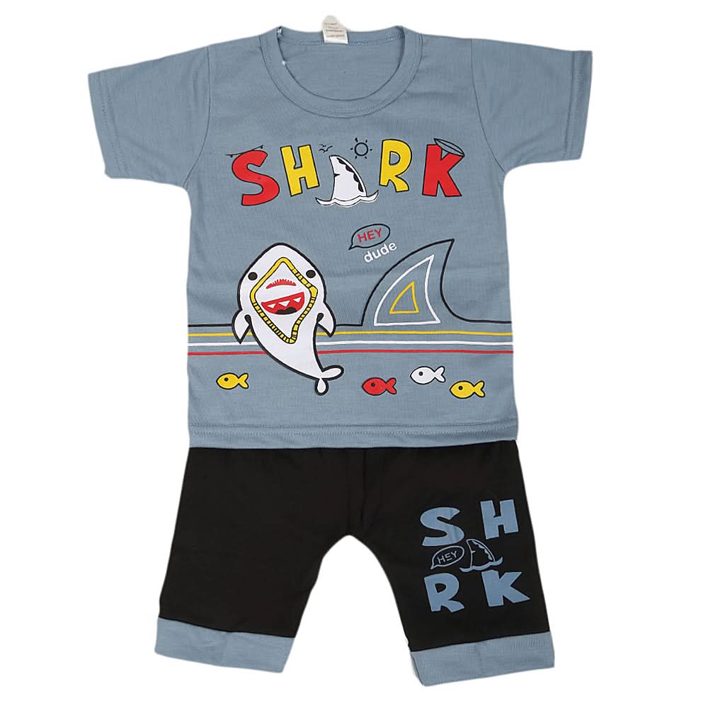 Boys Half Sleeves Short Suit - Steel Blue, Kids, Boys Sets And Suits, Chase Value, Chase Value