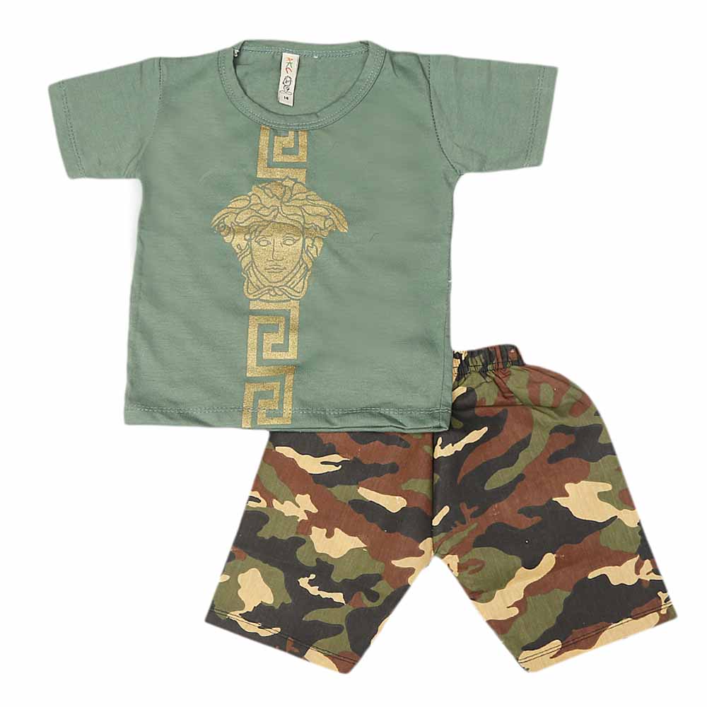 Boys 2 Pcs Suit Half Sleeves - Green, Kids, Boys Sets And Suits, Chase Value, Chase Value