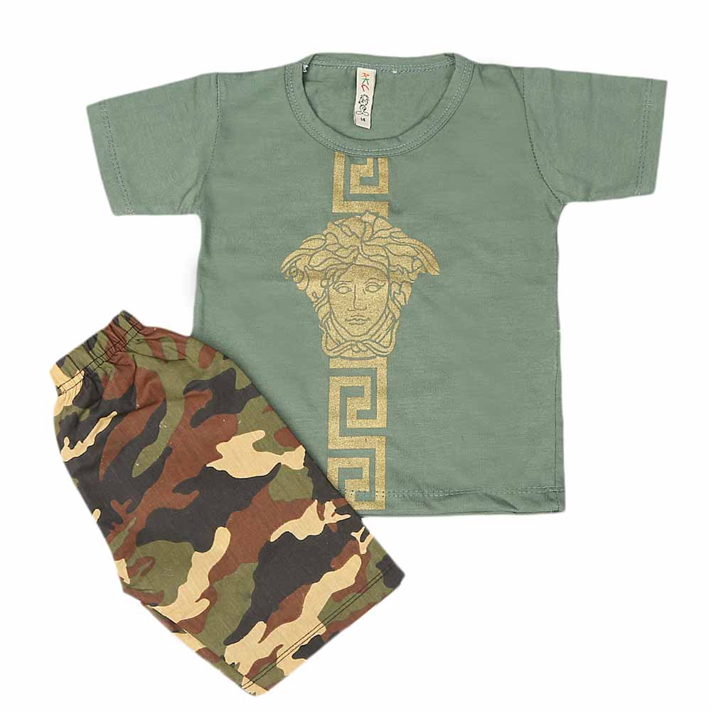 Boys 2 Pcs Suit Half Sleeves - Green, Kids, Boys Sets And Suits, Chase Value, Chase Value