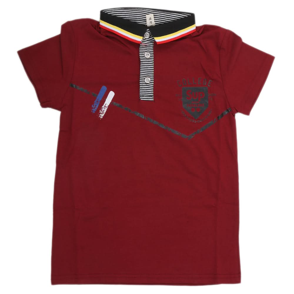 Boys Half Sleeves Polo T-Shirt - Maroon, Kids, Boys T-Shirts, Chase Value, Chase Value