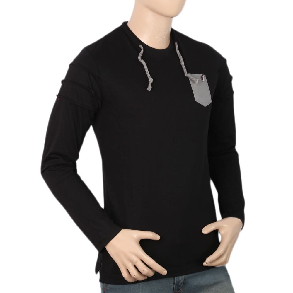 Men's Full Sleeves T-Shirt - Black, Men, T-Shirts And Polos, Chase Value, Chase Value