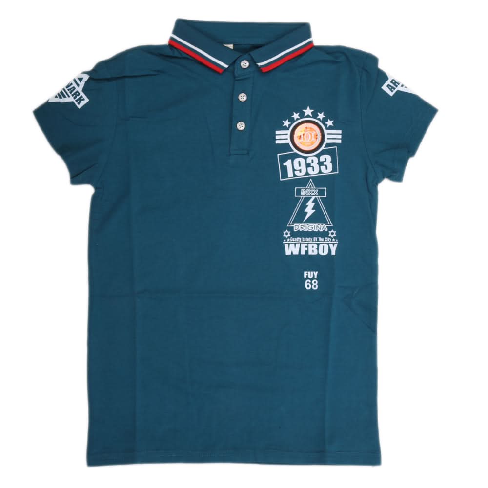 Boys Half Sleeves Polo T-Shirt - Sea Green, Kids, Boys T-Shirts, Chase Value, Chase Value