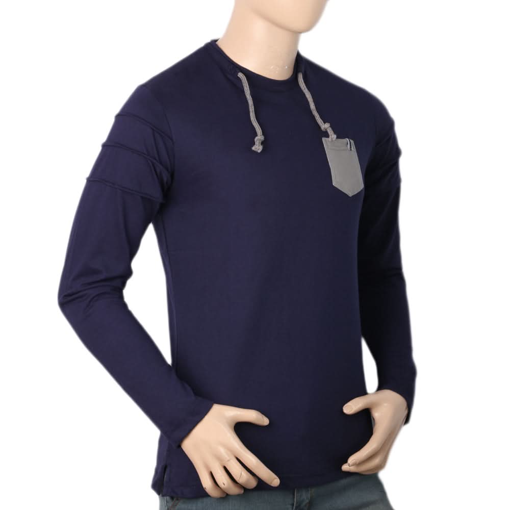 Men's Full Sleeves T-Shirt - Navy Blue, Men, T-Shirts And Polos, Chase Value, Chase Value