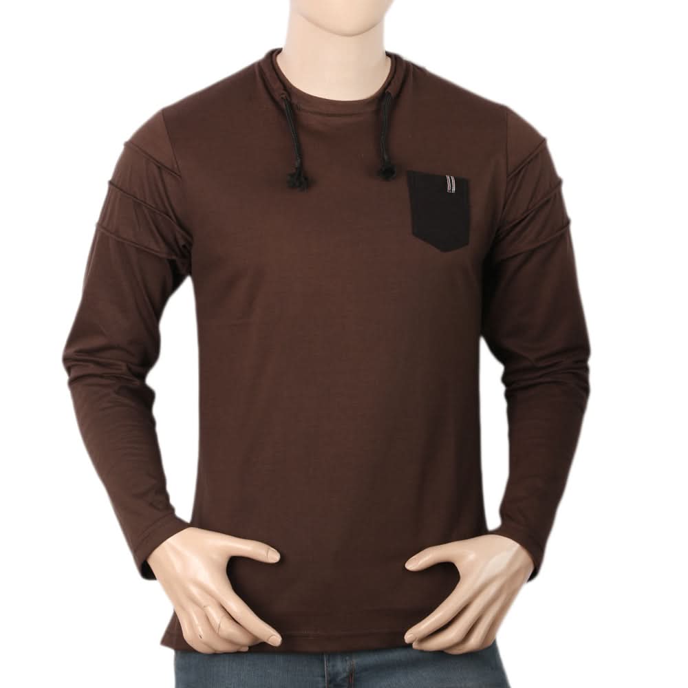Men's Full Sleeves T-Shirt - Dark Brown, Men, T-Shirts And Polos, Chase Value, Chase Value