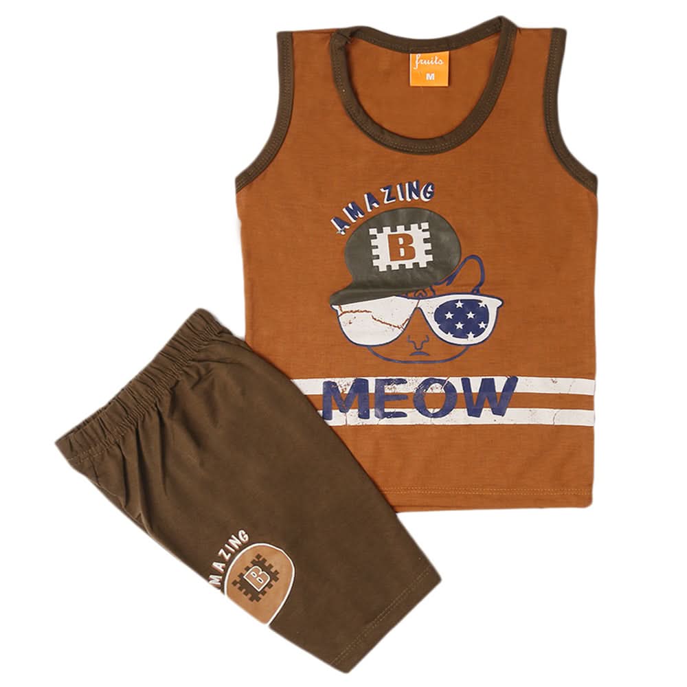 Boys Sando Suit - Dark Brown, Kids, Boys Sets And Suits, Chase Value, Chase Value