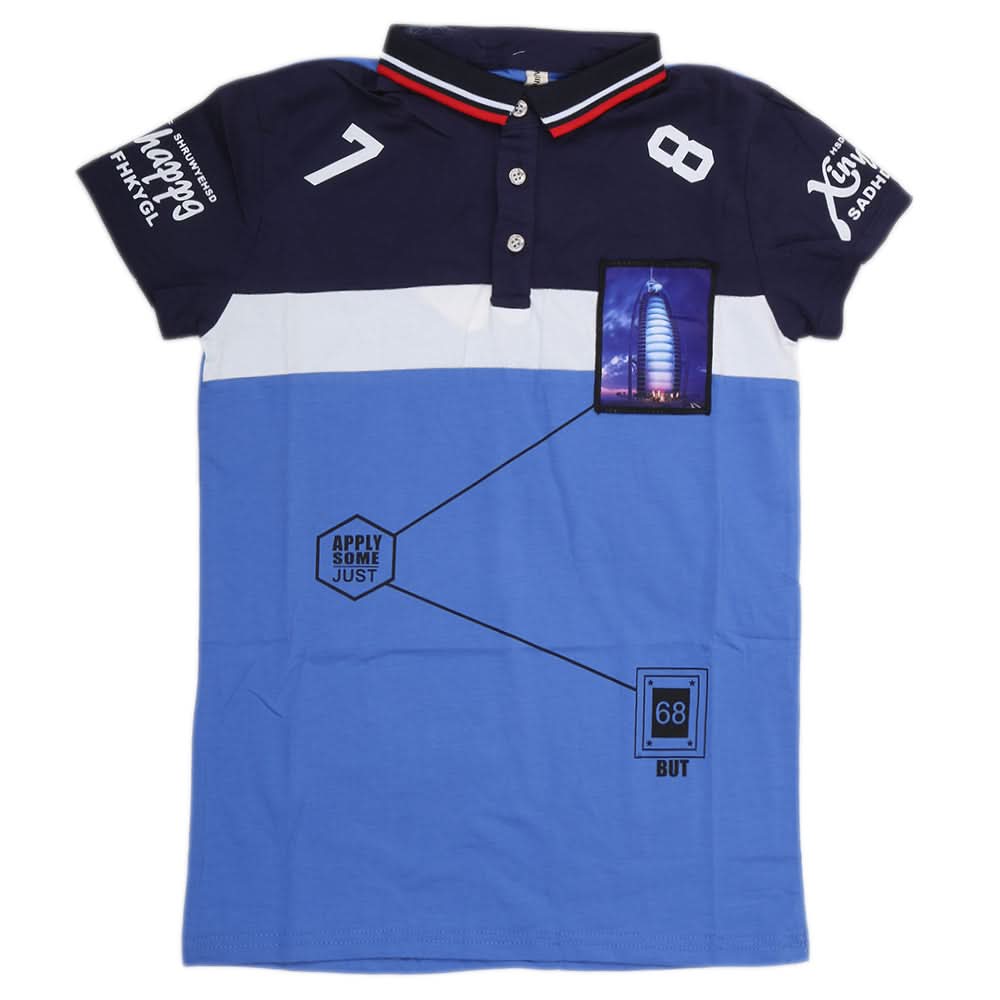 Boys Half Sleeves Polo T-Shirt - Blue, Kids, Boys T-Shirts, Chase Value, Chase Value