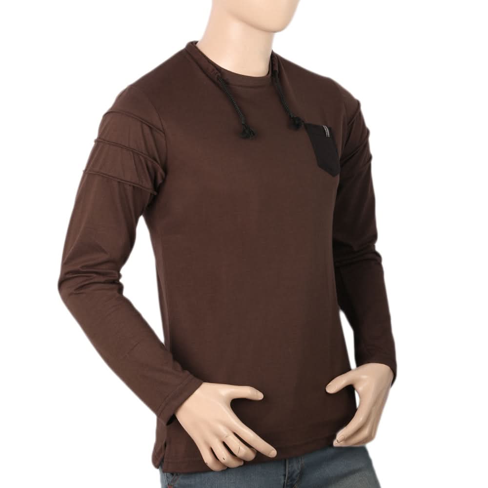 Men's Full Sleeves T-Shirt - Dark Brown, Men, T-Shirts And Polos, Chase Value, Chase Value