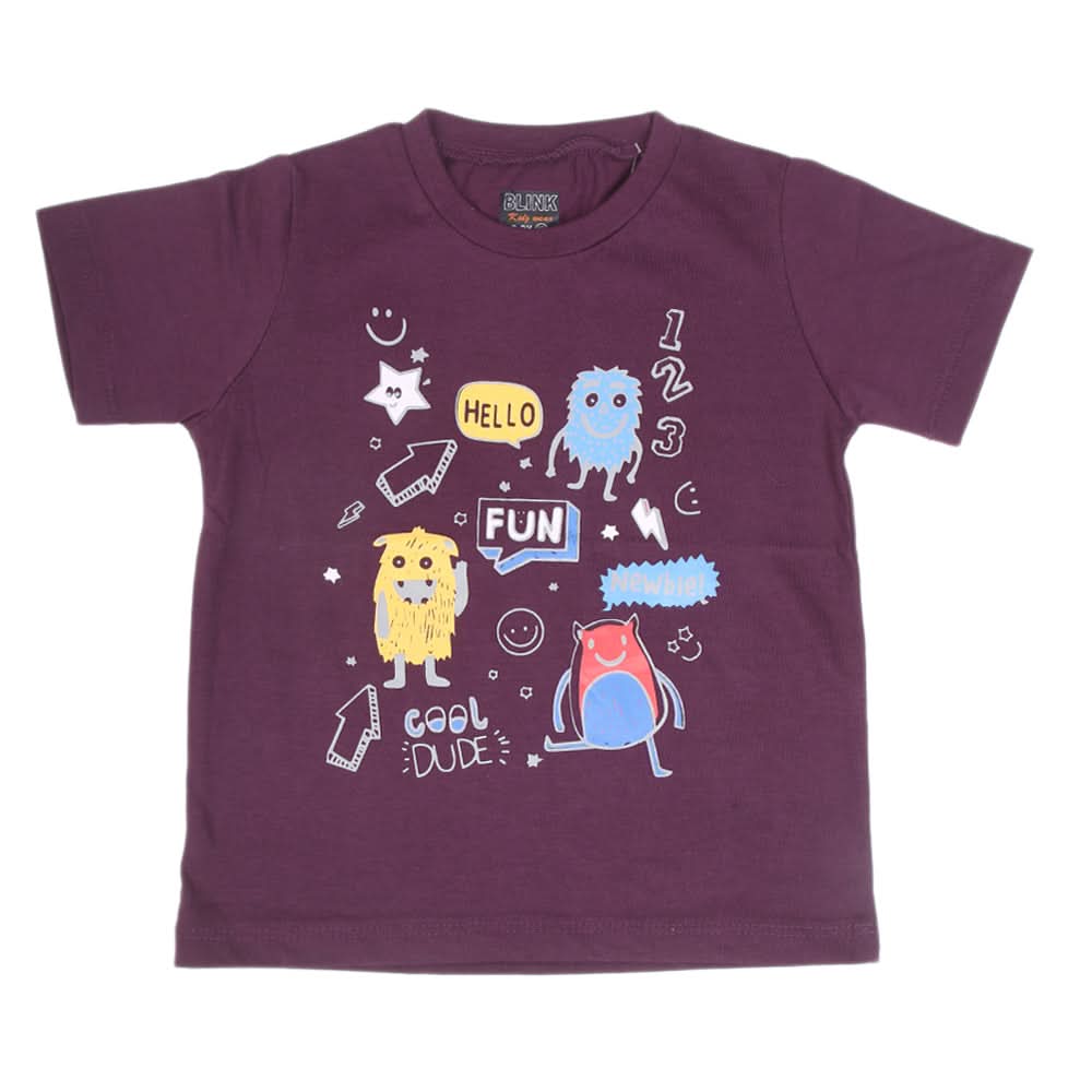 Boys Half Sleeves Jersey T-Shirt 4135 - Dark Purple, Kids, Boys T-Shirts, Chase Value, Chase Value