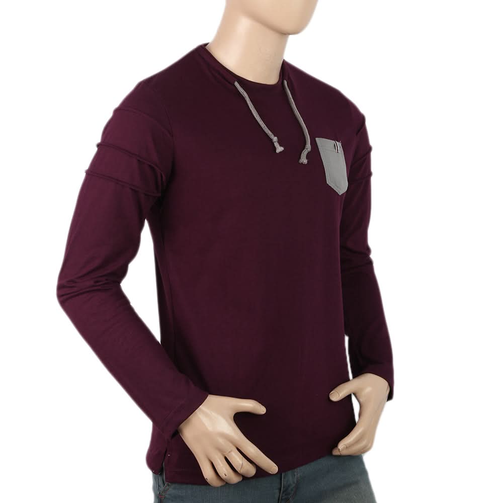 Men's Full Sleeves T-Shirt - Dark Purple, Men, T-Shirts And Polos, Chase Value, Chase Value