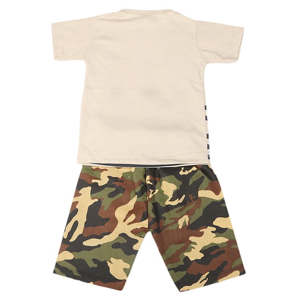 Boys 2 Pcs Suit Half Sleeves - Beige, Kids, Boys Sets And Suits, Chase Value, Chase Value