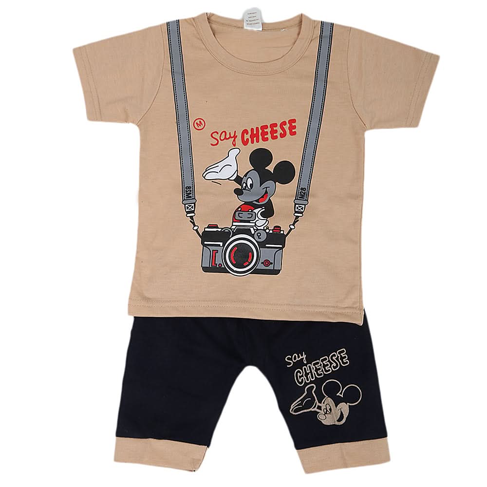 Boys Half Sleeves Short Suit - Beige, Kids, Boys Sets And Suits, Chase Value, Chase Value