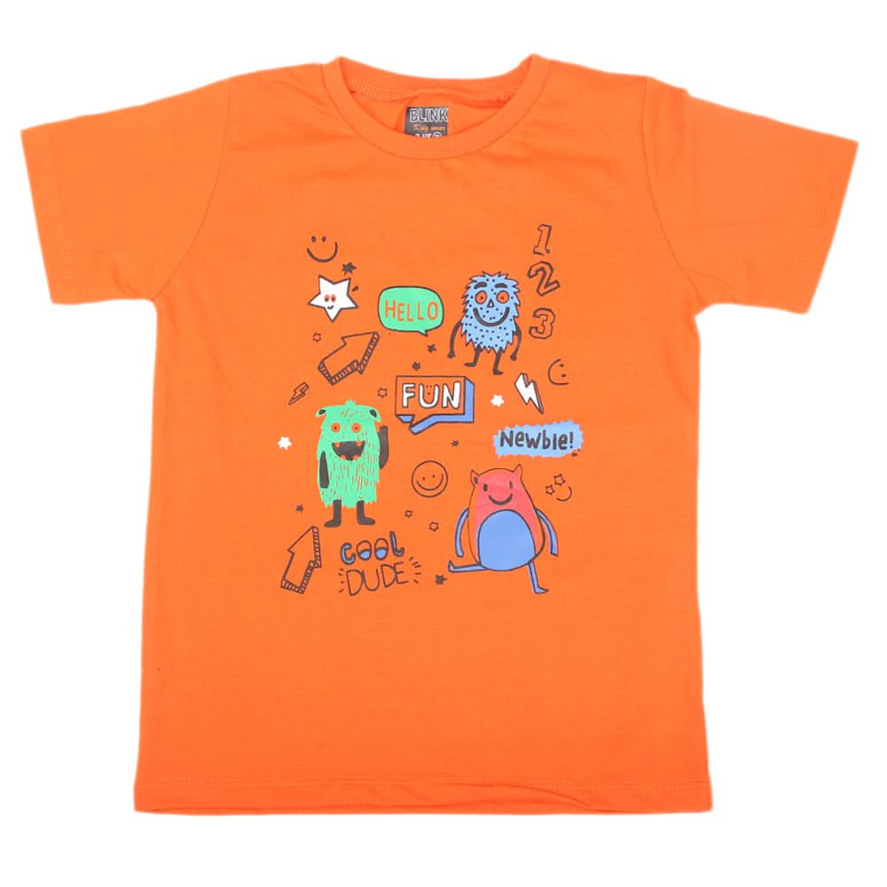 Boys Half Sleeves Jersey T-Shirt 4135 - Orange, Kids, Boys T-Shirts, Chase Value, Chase Value