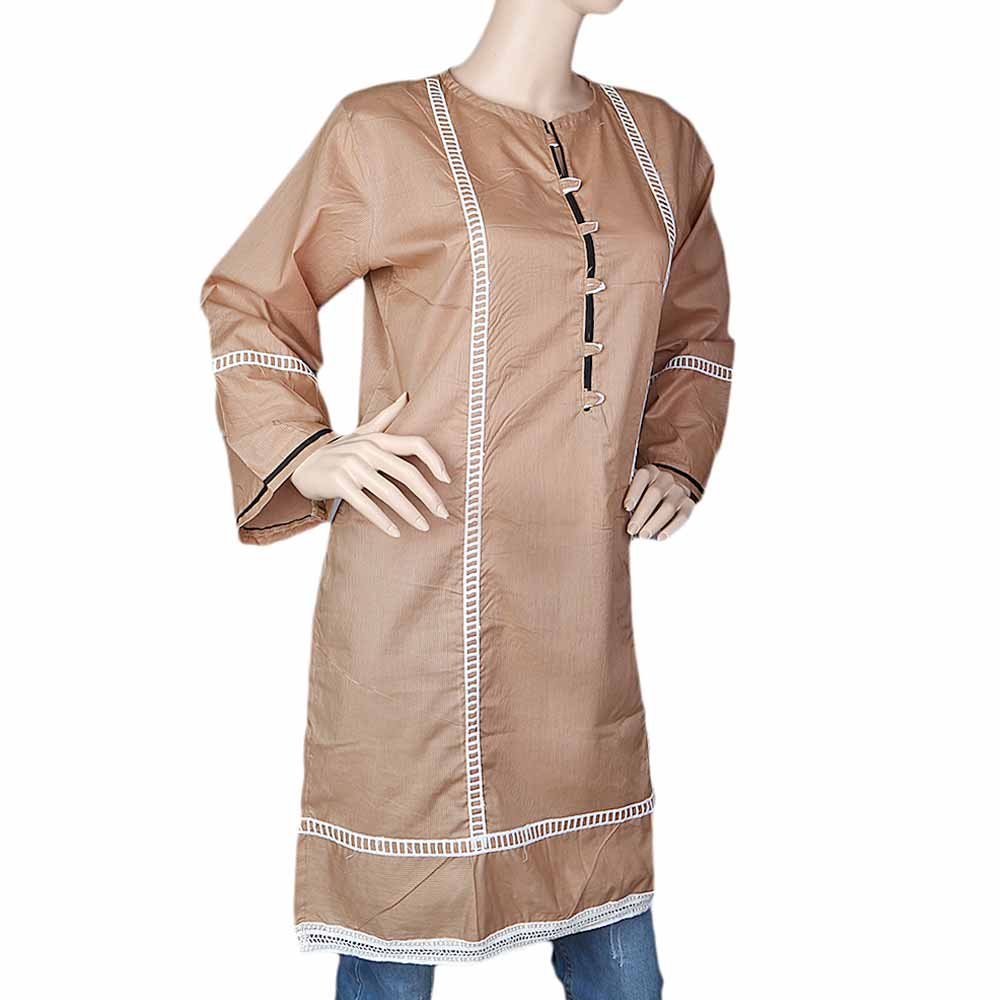Women's Plain Kurti - Beige, Women, Ready Kurtis, Chase Value, Chase Value