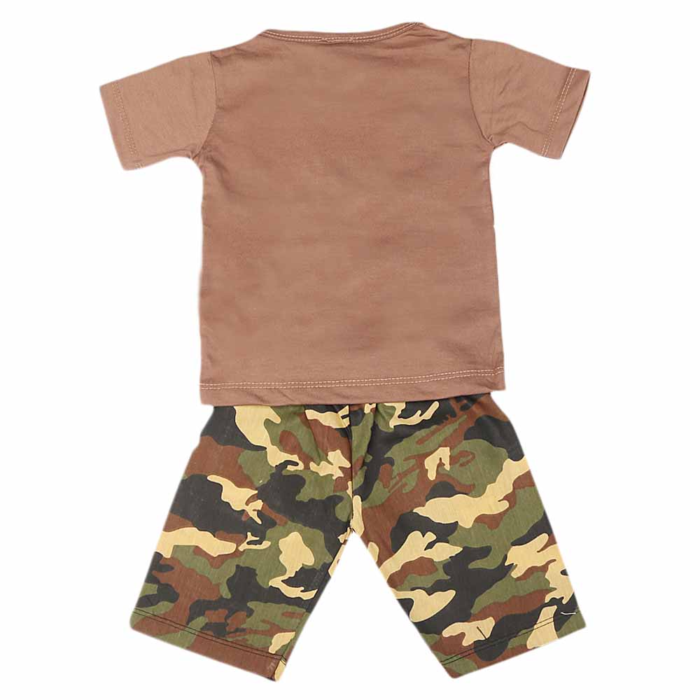Boys 2 Pcs Suit Half Sleeves - Brown, Kids, Boys Sets And Suits, Chase Value, Chase Value
