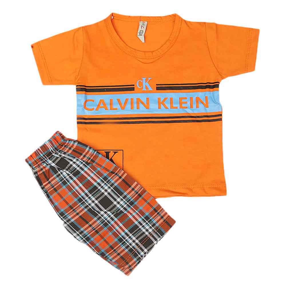 Boys 2 Pcs Suit Half Sleeves - Orange, Kids, Boys Sets And Suits, Chase Value, Chase Value