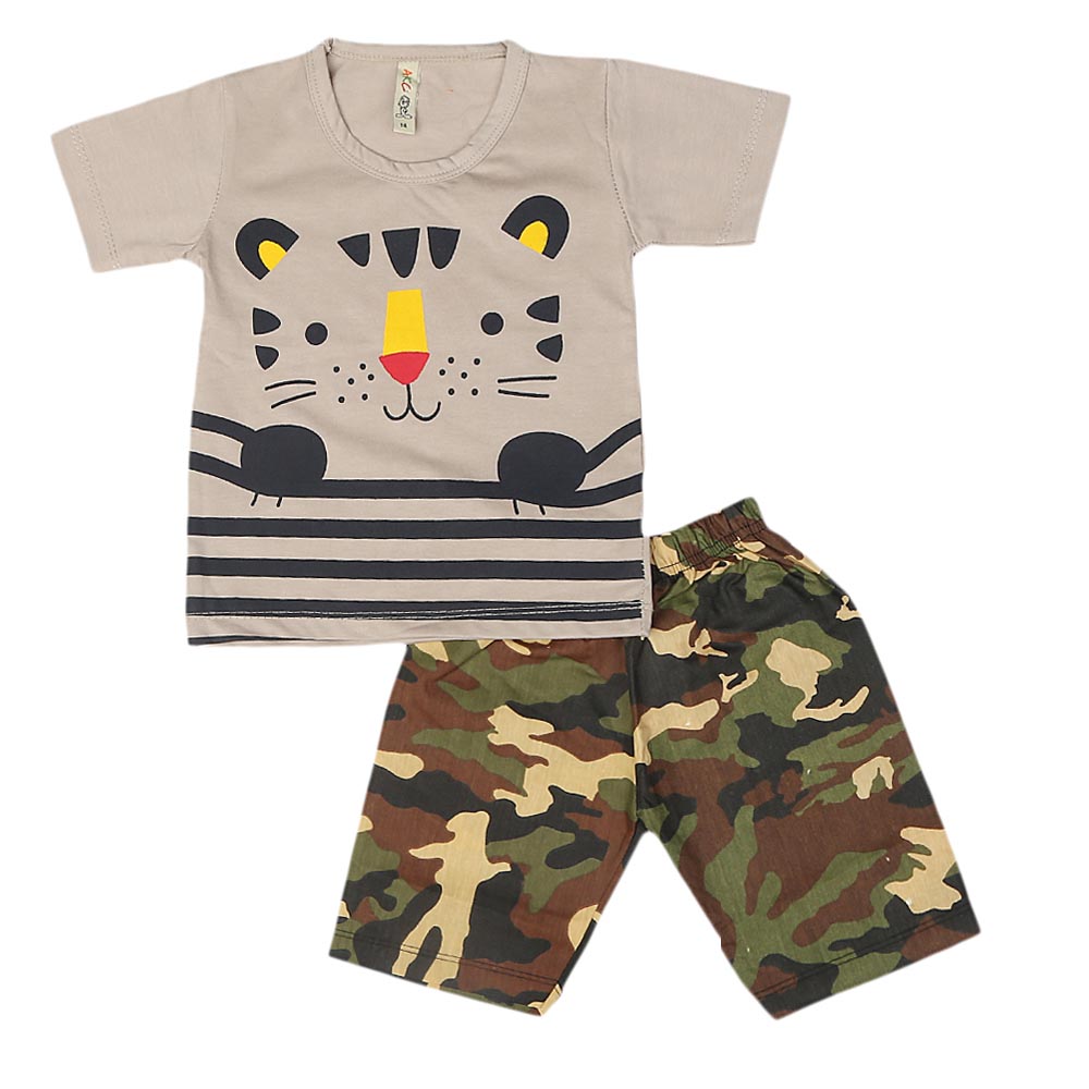 Boys 2 Pcs Suit Half Sleeves - Light Grey, Kids, Boys Sets And Suits, Chase Value, Chase Value