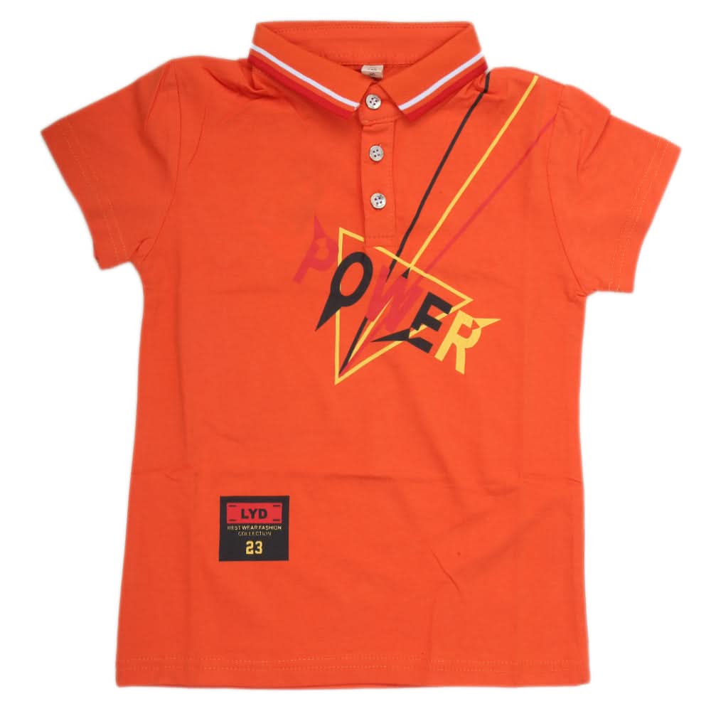 Boys Half Sleeves Polo T-Shirt - Orange, Kids, Boys T-Shirts, Chase Value, Chase Value