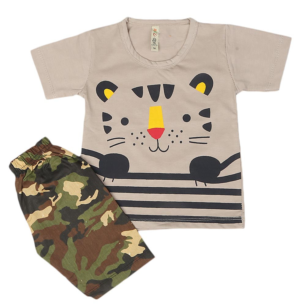 Boys 2 Pcs Suit Half Sleeves - Light Grey, Kids, Boys Sets And Suits, Chase Value, Chase Value