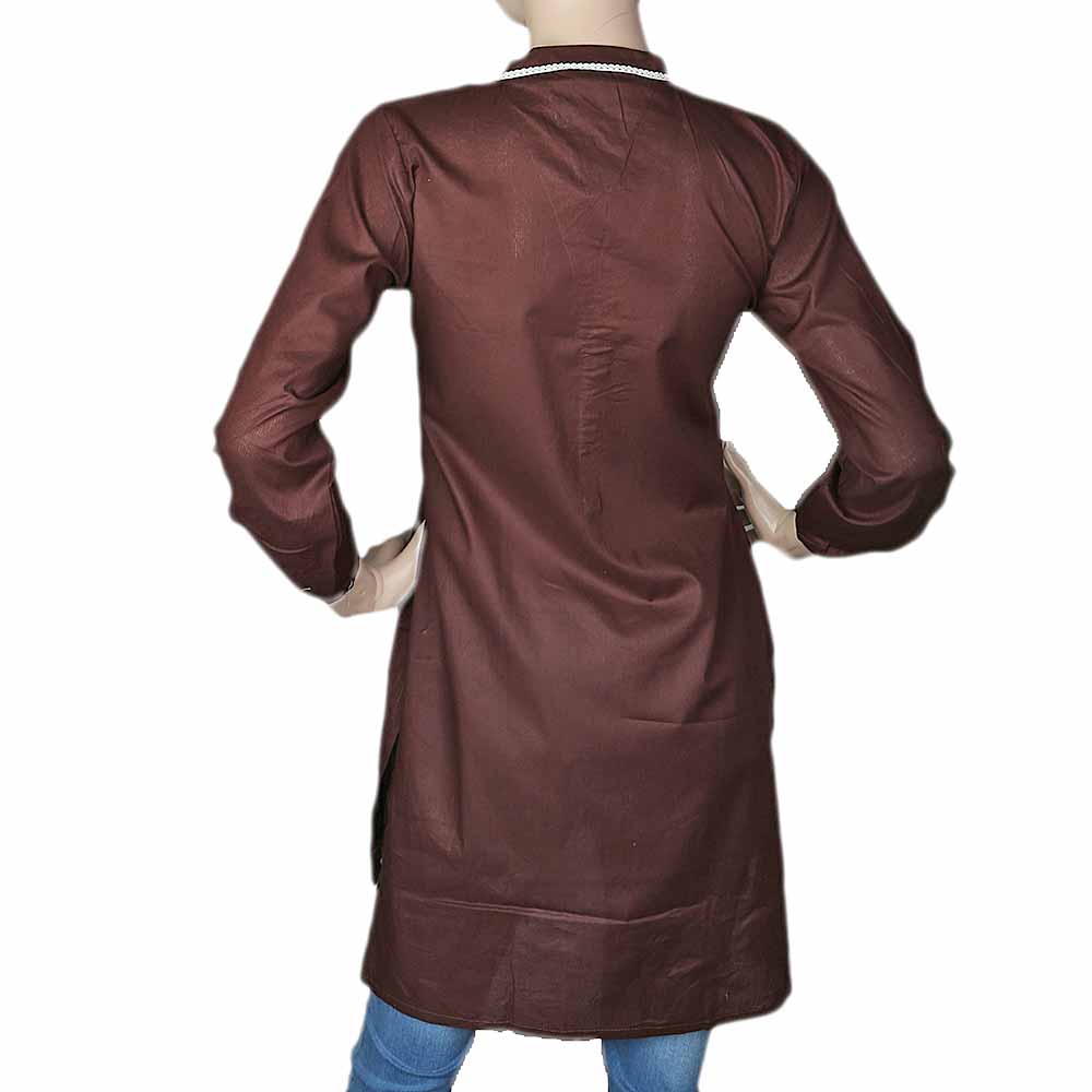 Women's Plain Cotton Kurti Indian Doriya - Brown, Women, Ready Kurtis, Chase Value, Chase Value