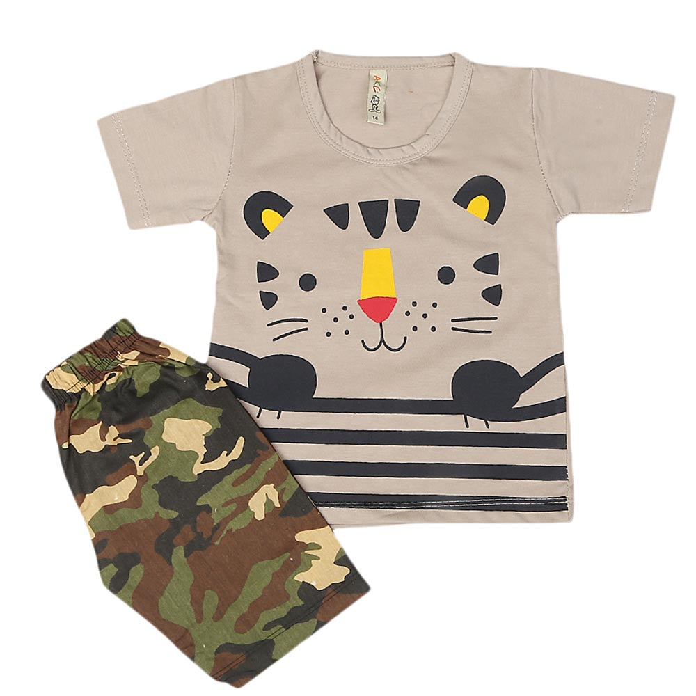 Boys 2 Pcs Suit Half Sleeves - Light Grey, Kids, Boys Sets And Suits, Chase Value, Chase Value