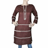 Women's Plain Cotton Kurti Indian Doriya - Brown, Women, Ready Kurtis, Chase Value, Chase Value