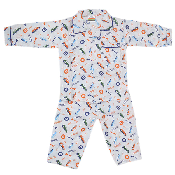 Boys Full Sleeves Night Suit - White, Kids, Boys Sets And Suits, Chase Value, Chase Value