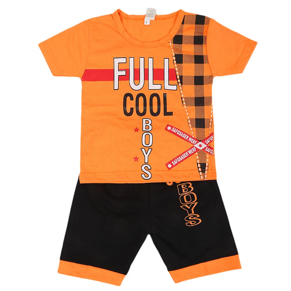 Boys Half Sleeves Short Suit - Orange, Kids, Boys Sets And Suits, Chase Value, Chase Value