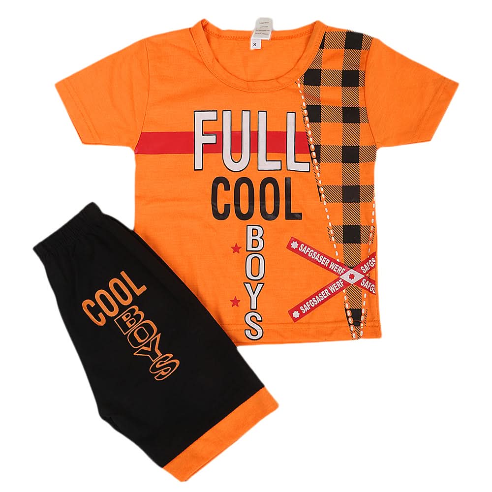 Boys Half Sleeves Short Suit - Orange, Kids, Boys Sets And Suits, Chase Value, Chase Value