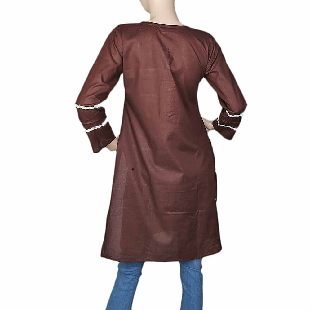 Women's Plain Cotton Kurti Indian Doriya - Brown, Women, Ready Kurtis, Chase Value, Chase Value