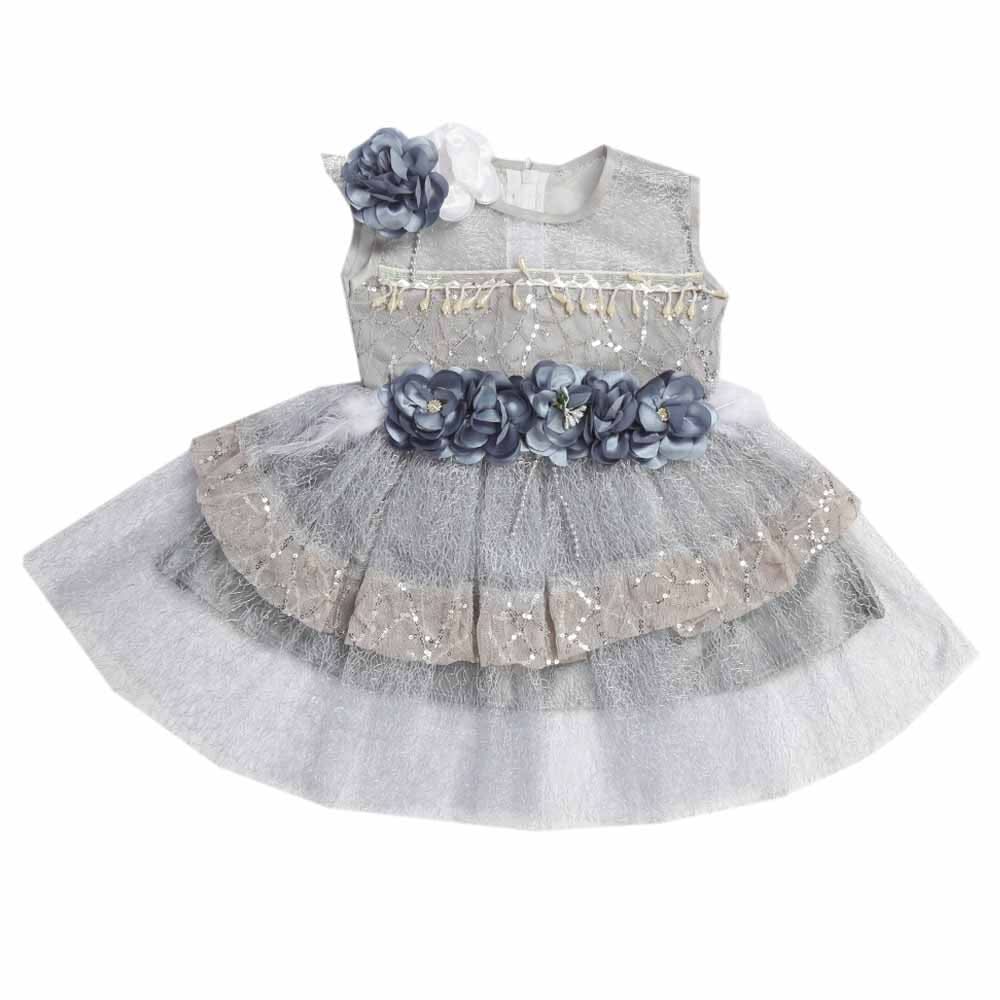 Girls Fancy Frock - Grey, Girls Frocks, Chase Value, Chase Value