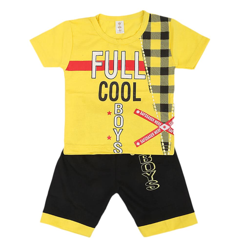 Boys Half Sleeves Short Suit - Yellow, Kids, Boys Sets And Suits, Chase Value, Chase Value