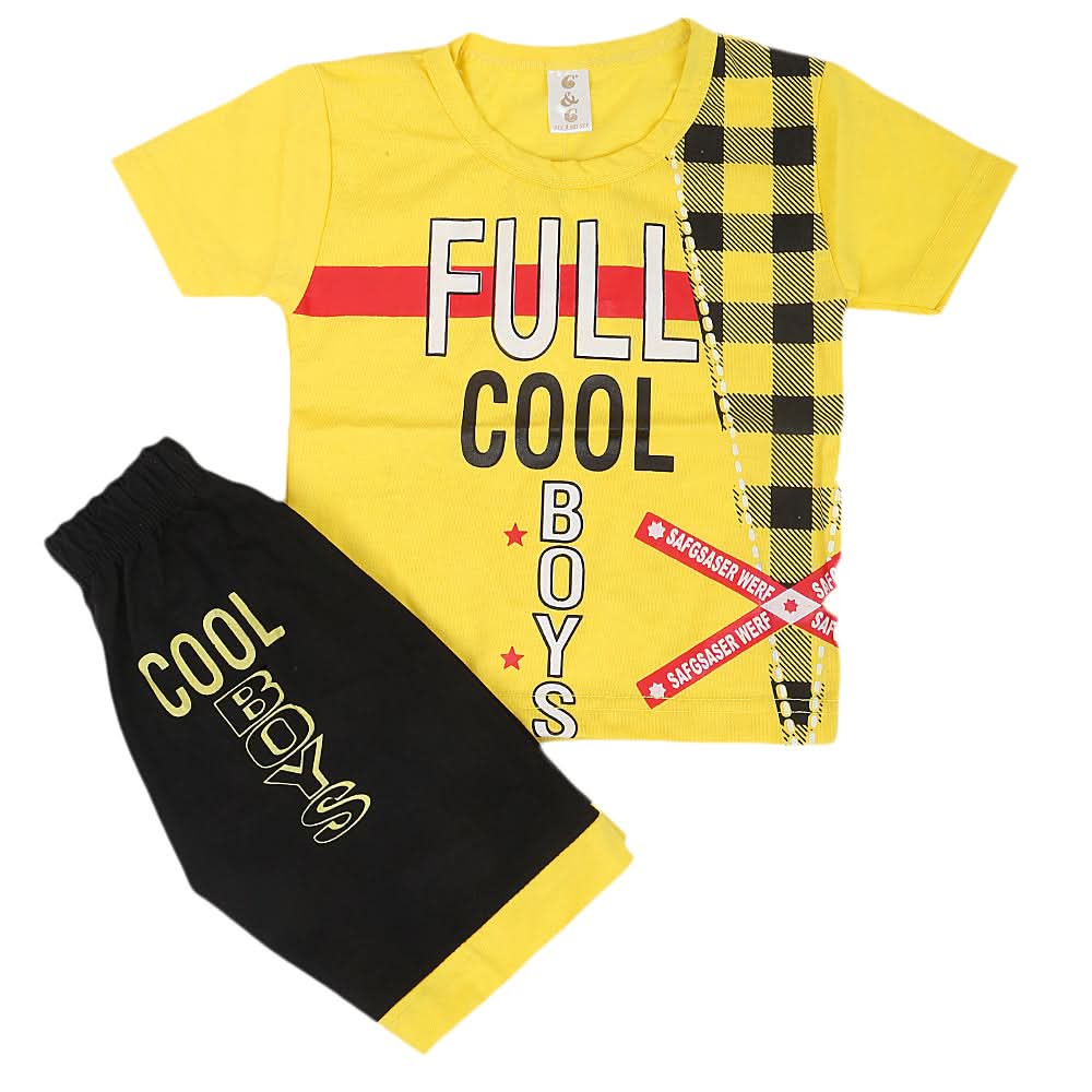 Boys Half Sleeves Short Suit - Yellow, Kids, Boys Sets And Suits, Chase Value, Chase Value