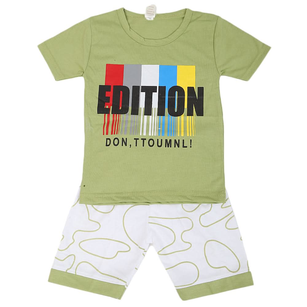 Boys Half Sleeves Short Suit -Green, Kids, Boys Sets And Suits, Chase Value, Chase Value