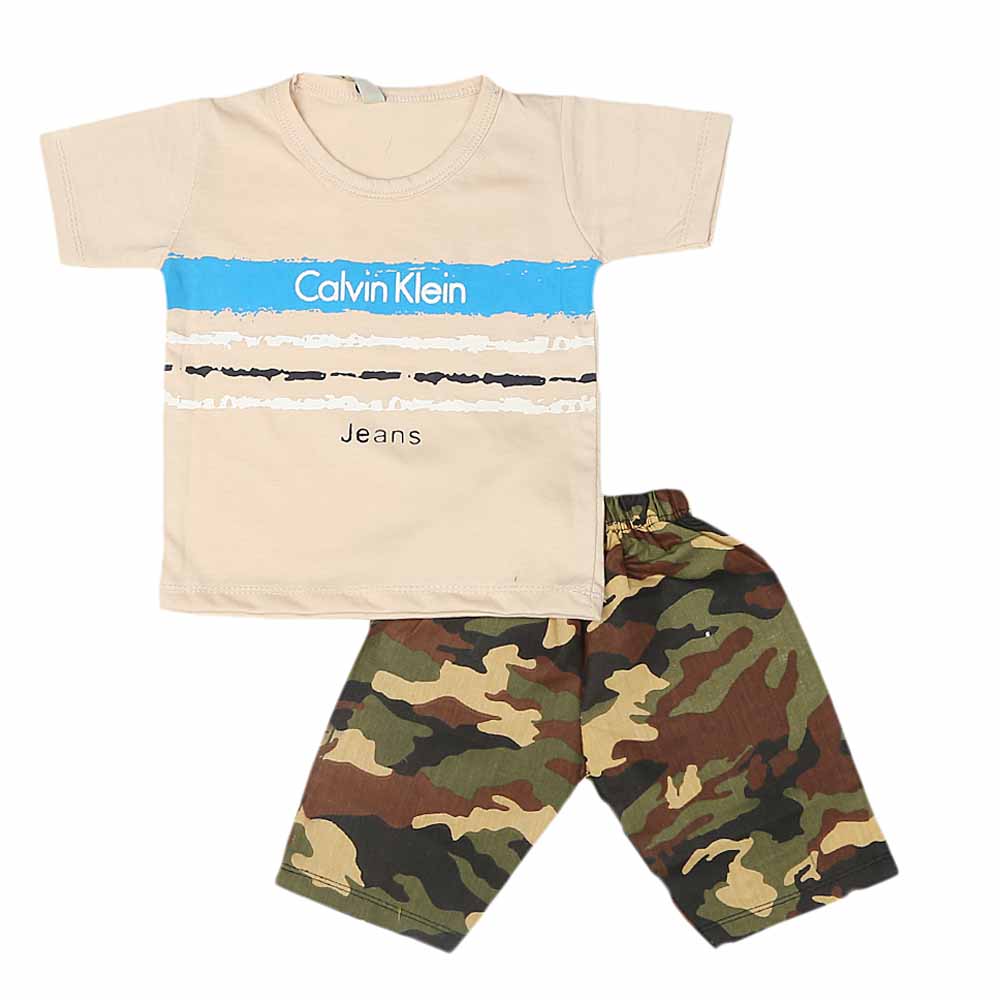 Boys 2 Pcs Suit Half Sleeves - Fawn, Kids, Boys Sets And Suits, Chase Value, Chase Value